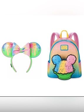 Disney Shaved Ice Loungefly  Bundle- backpack & Ear